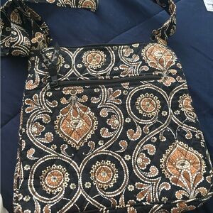 Vera Bradley Black and Tan Patterned Crossbody Bag
